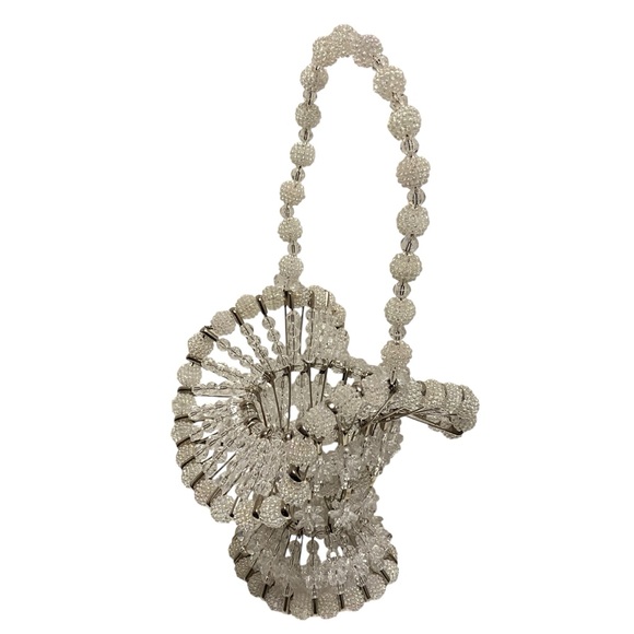 Vintage Bead & Safety Pin Basket Clear Pearlized Beads - Picture 10 of 11